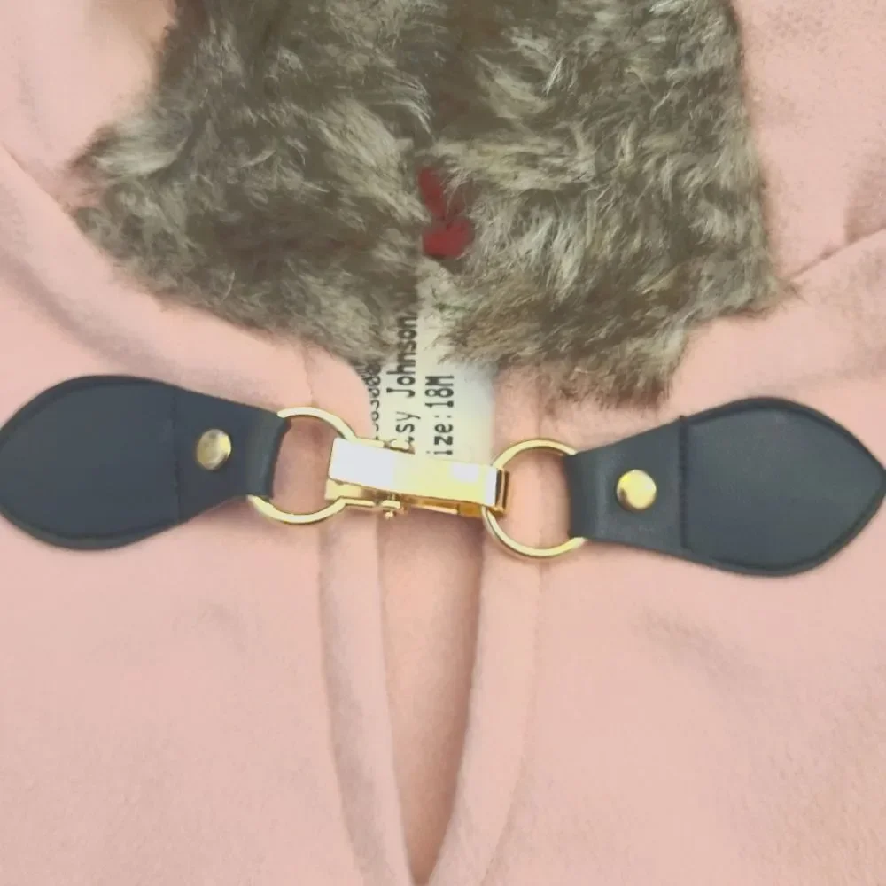 Betsey Johnson‎ Cape Hoodie Toddler Pink Felt With Hearts Faux Fur Sz 18 Mos